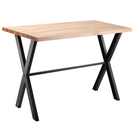 NATIONAL PUBLIC SEATING NPS Collaborator Table, 30" x 72", Rectangle, 42" Height w/ Crossbeam, Butcherblock top CLT3072B2BB